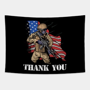 Patriotic American Flag Thank You Men Women Girls Boys Kids Tapestry