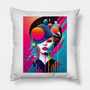 Abstract pop art style woman portrait Pillow