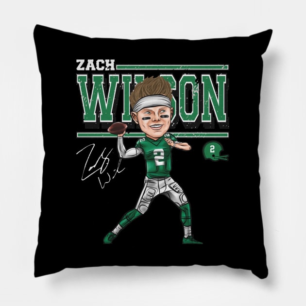 Zach Wilson New York J Cartoon Pillow by MASTER_SHAOLIN