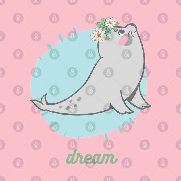 Dream - Cute Seal with Flower Crown by CyndyK