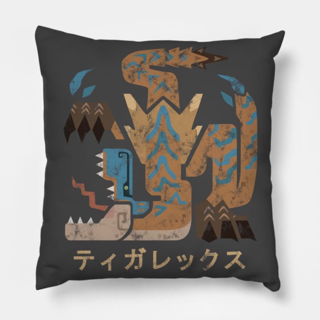 Monster Hunter World Iceborne Tigrex Kanji Icon Pillow by StebopDesigns