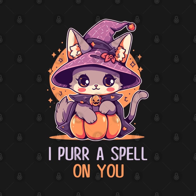 Funny Cat Pun Witch Spell Graphic Men Kids Women Halloween by KsuAnn