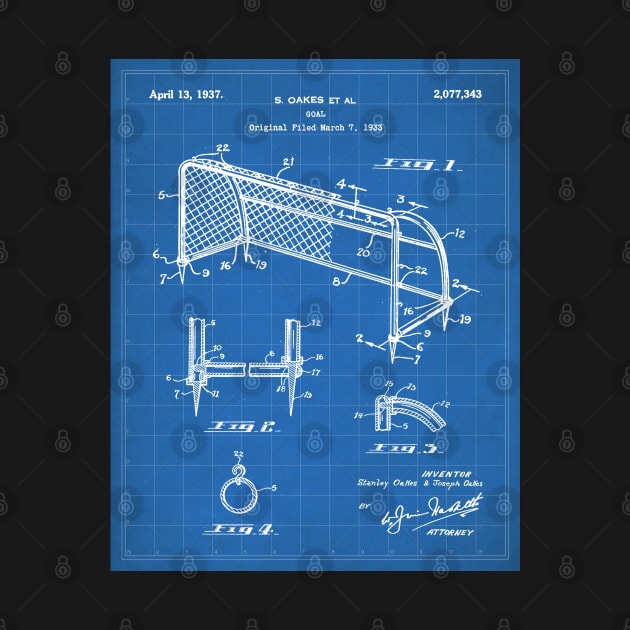 Soccer Patent - Soccer Goal Art - Blueprint by patentpress