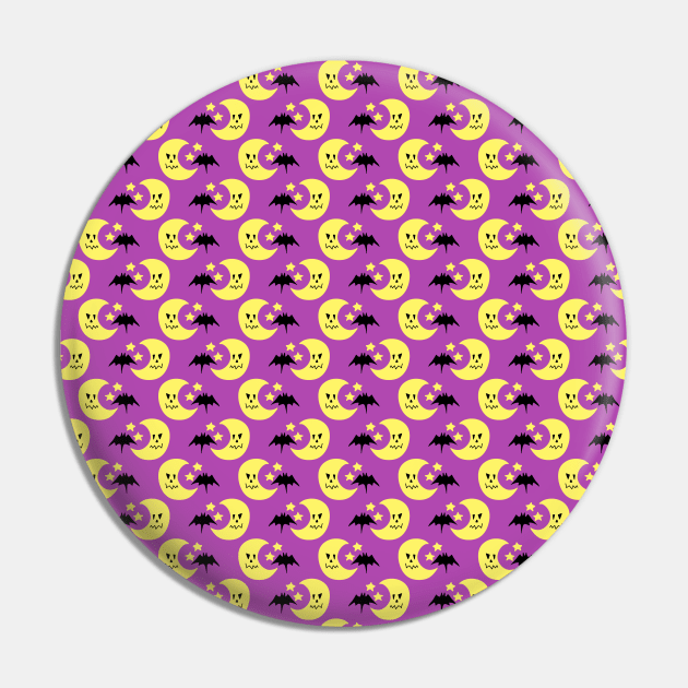 Purple Moon Bat Pattern Pin by saradaboru