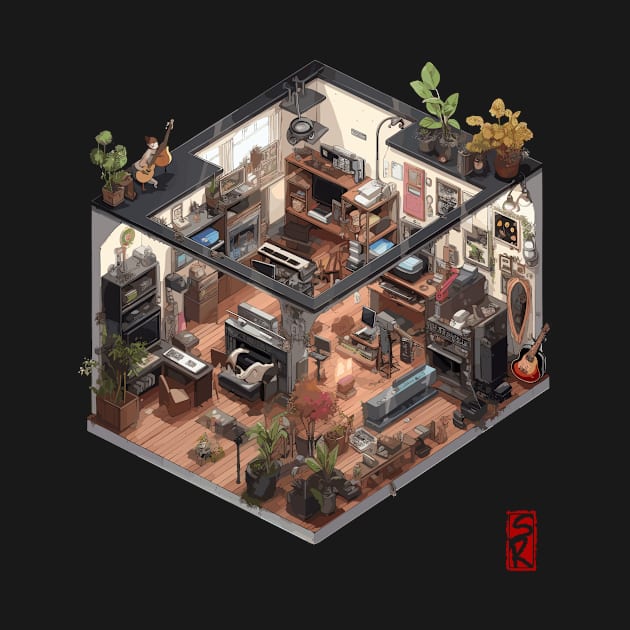 isometric music room by siriusreno