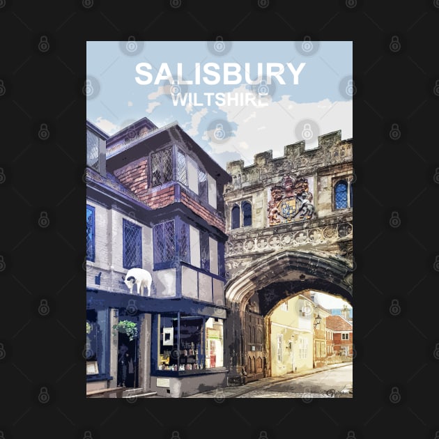 Salisbury Wiltshire. Travel poster by BarbaraGlebska