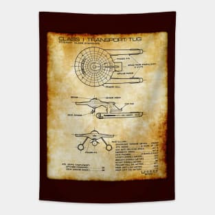 Parchment Showing Original Series Cargo Star Ship Tapestry