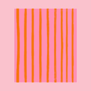 Pink and Orange Brushstroke Stripes T-Shirt