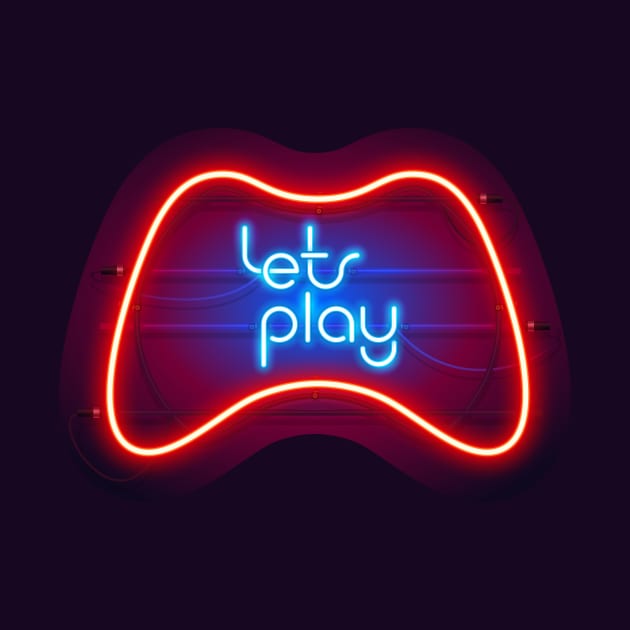 Colorful Neon Let's Play Sign with Game Controller by Voysla