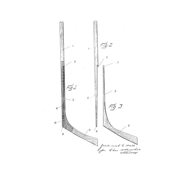 Hockey Stick Vintage Patent Hand Drawing by skstring