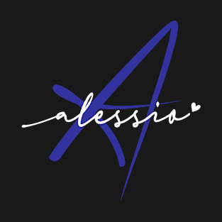 Alessio Name Personalized Blue Calligraphy Monogram T-Shirt