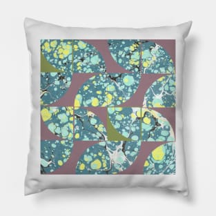 Abstract Marbled Paper Circles #3 Pillow