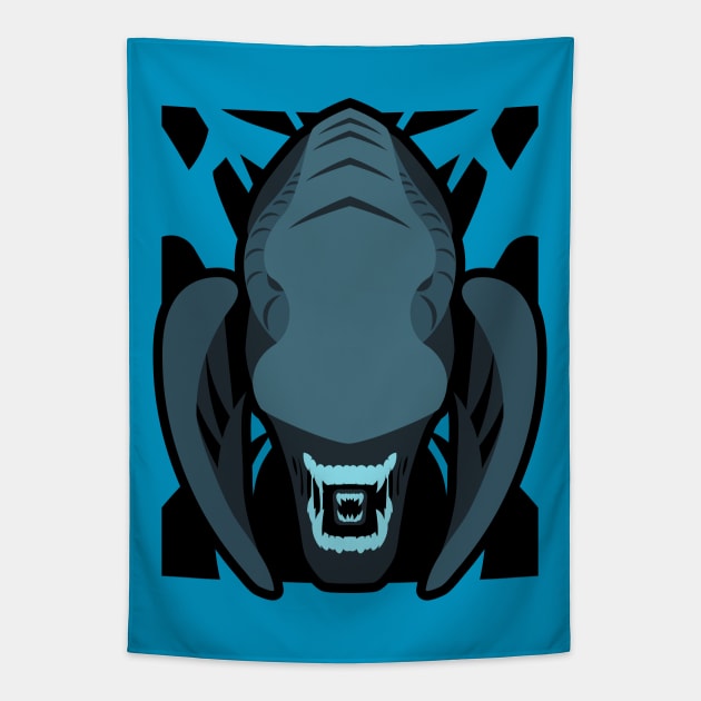 Xenomorph Head Simplified Tapestry by Baggss