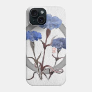 zen circle with sumiE watercolor cornflowers Phone Case