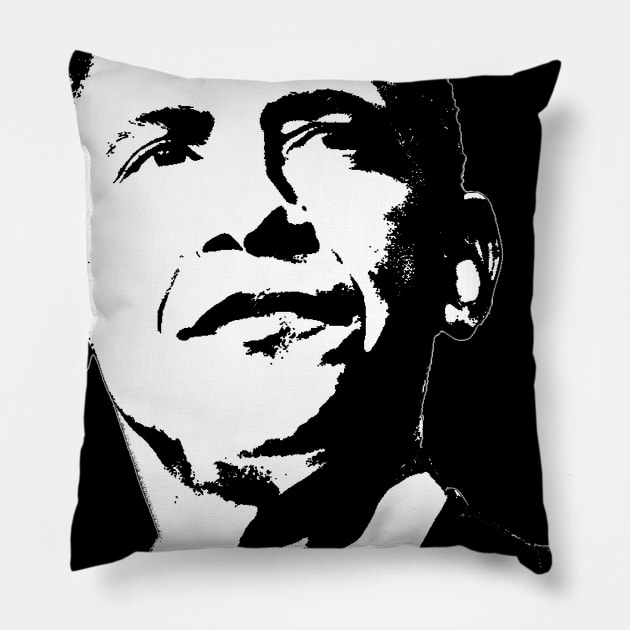 Barack Obama Portrait Pop Art Black Pillow by phatvo