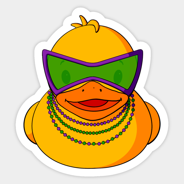 Mardi Gras Beads Rubber Duck - Mardi Gras - Sticker | TeePublic