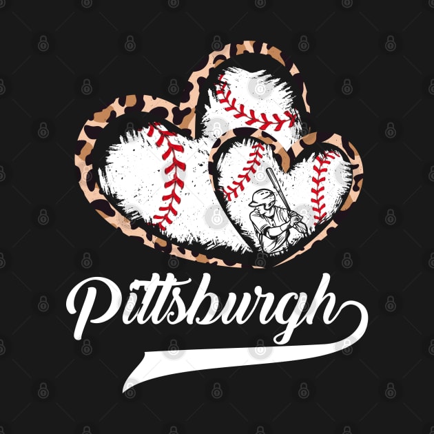 Pittsburgh, leopard, twin hearts, baseball player, vintage by Sandra Holloman