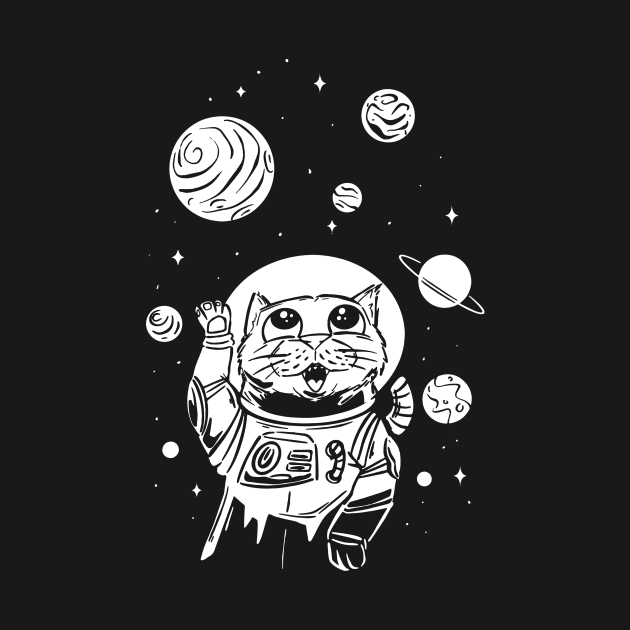 Space Cat Astronaut Cute Cat Design In Space by UNDERGROUNDROOTS