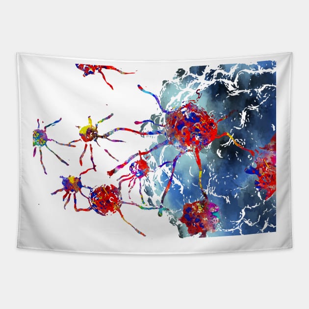 Prostate cancer cells Tapestry by RosaliArt