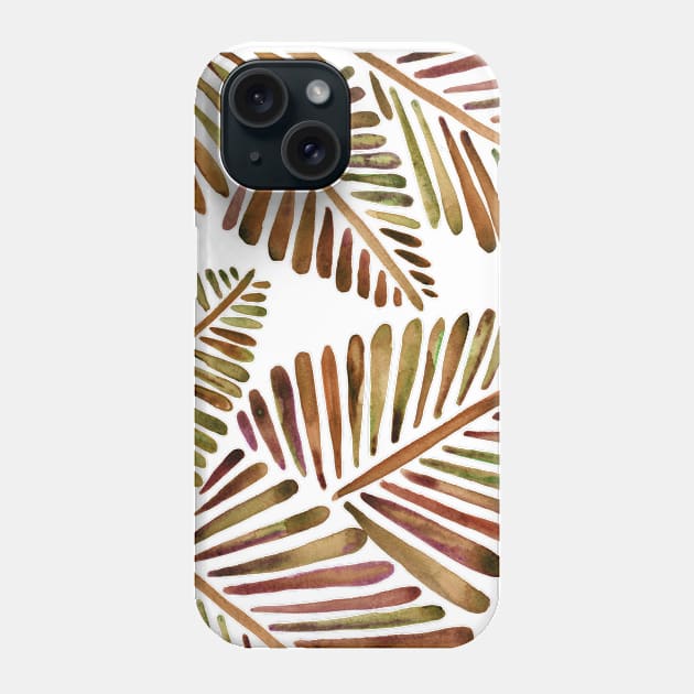 Sepia Banana Leaves Pattern Phone Case by CatCoq