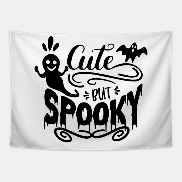 halloween cute but spooky text art design Tapestry by MadeBYAhsan