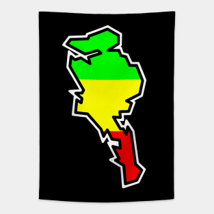 Quadra Island Silhouette in Rastafarian Flag Colours - Rasta - Quadra Island Tapestry