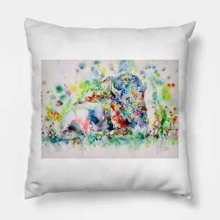 BISON - watercolor portrait .1 Pillow