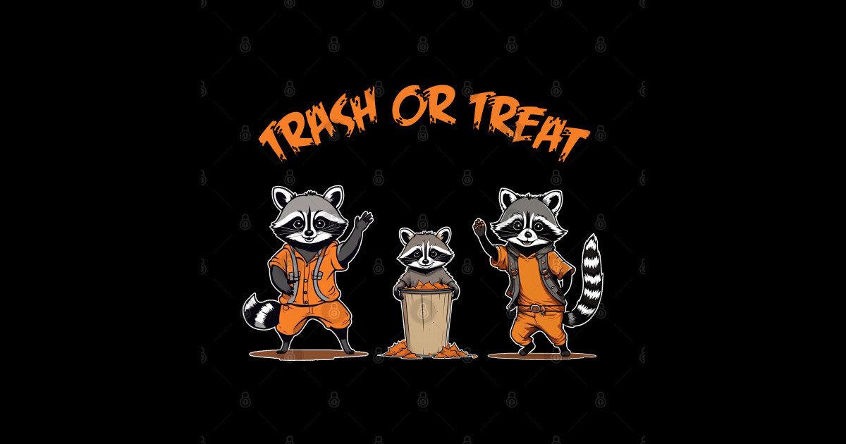 Trash or Treat - Raccoon Halloween Family - Trick Or Trash - Sticker