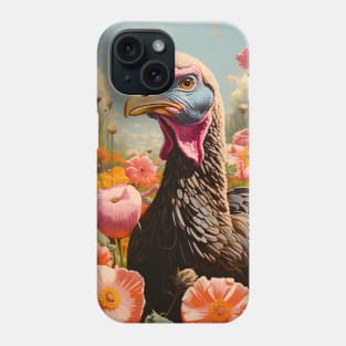 Retro Rustic Farm Turkey in the Flowers Phone Case