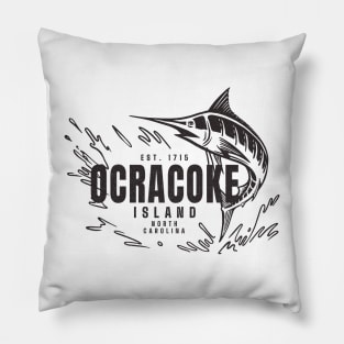 Vintage Marlin Fishing at Ocracoke Island, North Carolina Pillow