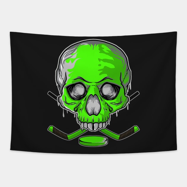 Hockey Death Skull Happy Halloween Skeleton product Tapestry by theodoros20