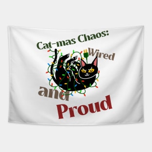 Funny Proud Black Cat Christmas Wires, CatMas Tapestry