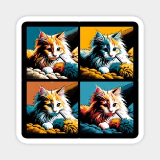 Domestic Long Hair Pop Art - Cute Kitties Magnet