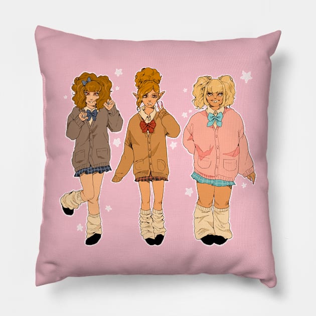 Gyaru vampires Pillow by PeachyDoodle