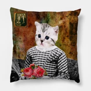 Cat On A Chair-Available As Art Prints-Mugs,Cases,Duvets,T Shirts,Stickers,etc Pillow