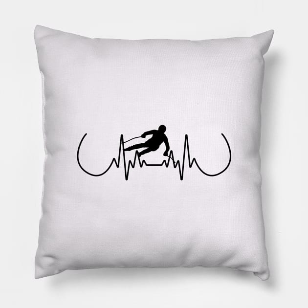 Skiing Heartbeat Pillow by Tilila