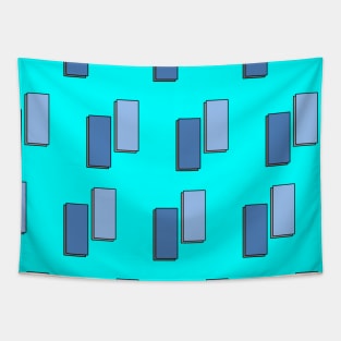 Blue quadrangles on a bright background, geometry Tapestry