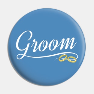 Elegant Groom with Gold Wedding Rings Calligraphy Pin