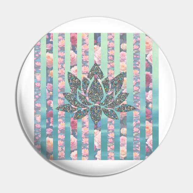 Glitter Lotus Vintage Chic Pin by PurplePeacock