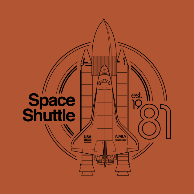 Space Shuttle Retro Black Outline by Blake Dumesnil Designs