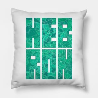 Hebron, Palestine City Map Typography - Watercolor Pillow