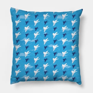 White Bird Fly in the Blue Sky Pattern Pillow