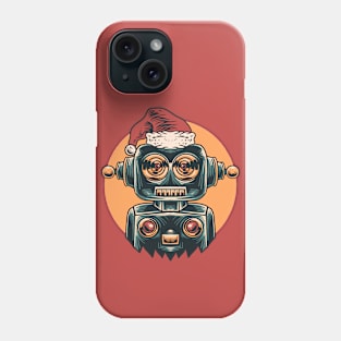 Retro Christmas Robot with Santa Hat Phone Case