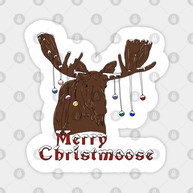 Merry Christmas Moose Magnet by H. R. Sinclair