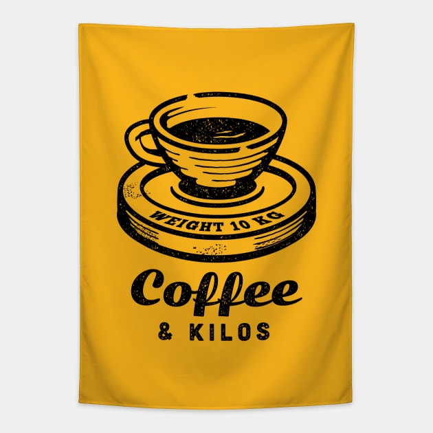 Coffee & Kilos - Coffee Lover Gym Lover Tapestry by propellerhead