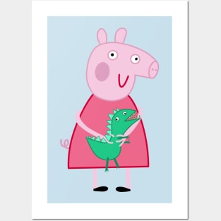 Poster Peppa Pig verde,azulecor-de-rosa - 1.1 x 1.55 m - Sanders