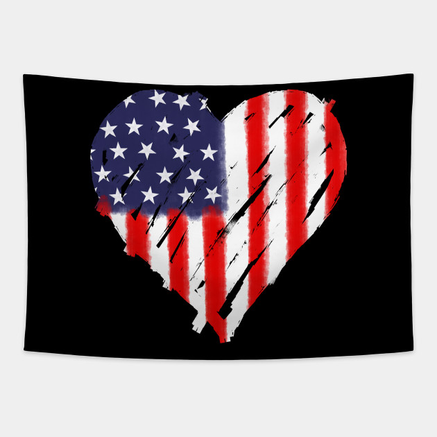 American Flag Heart Abstract 4th Of July Gift 4th Of July Tapestry Teepublic