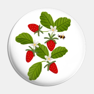 Sweet Strawberries and a Bumble Bee Pin