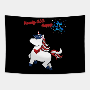 Unicorn the 4th of July Howdy Cowboy Tapestry