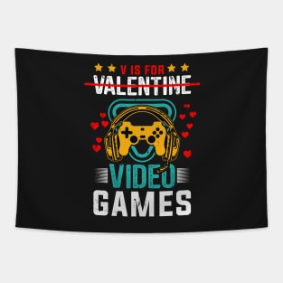 V Is For Video Game - Valentine Day Tapestry